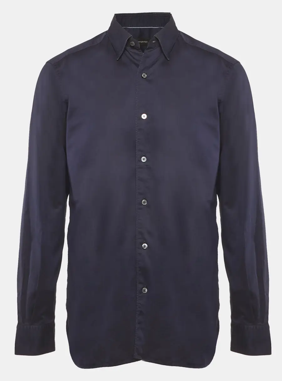 Ermenegildo Zegna Blue Cotton Long Sleeve Shirt L