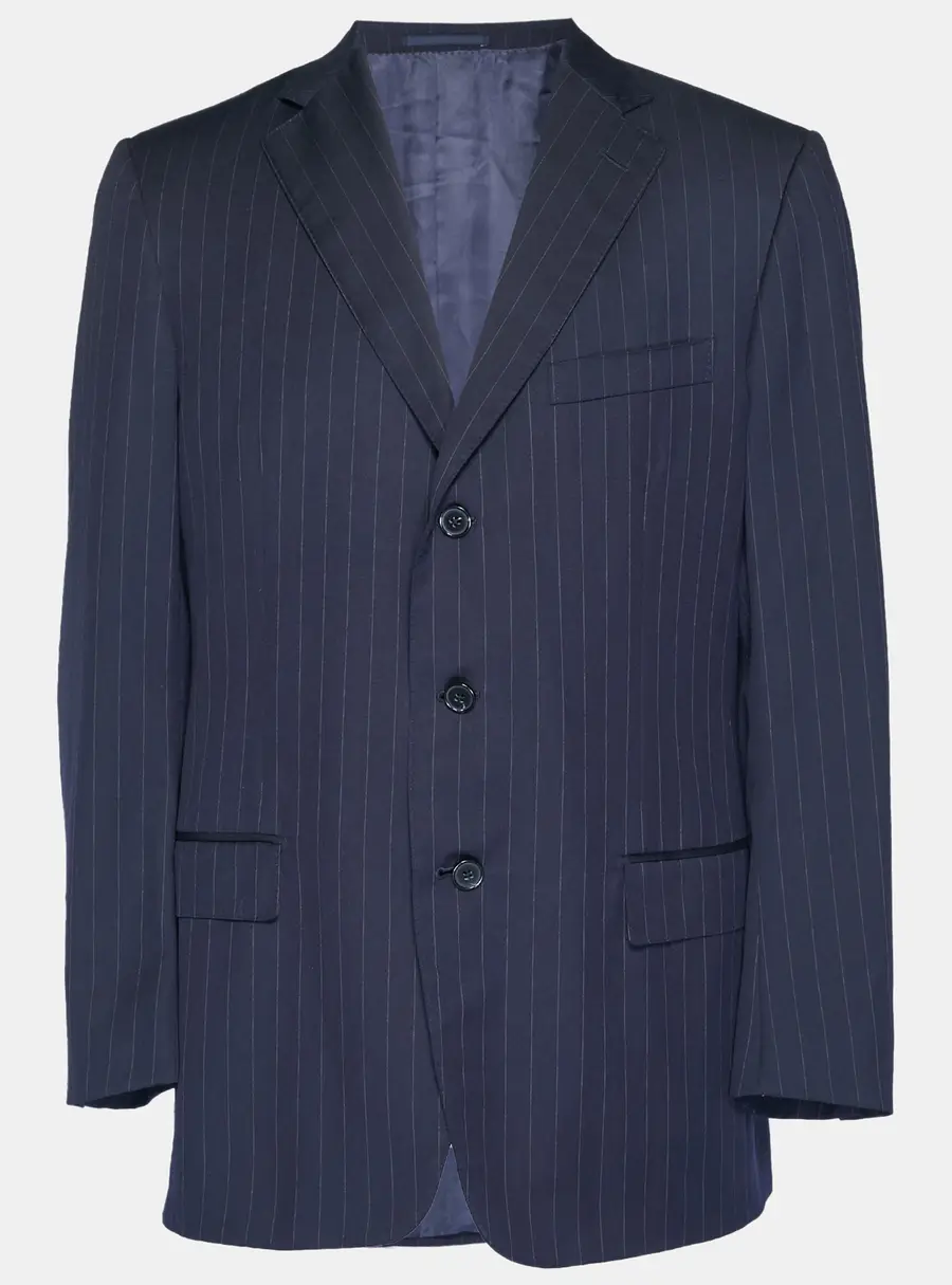 Ermenegildo Zegna Navy Blue Pinstriped Wool Blend Regular Fit Blazer XXL