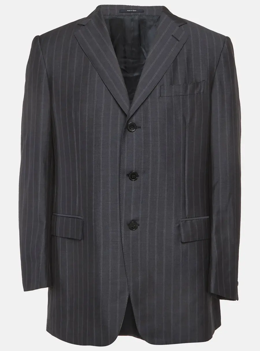 Ermenegildo Zegna Grey Striped Wool Blend Regular Fit Blazer XL
