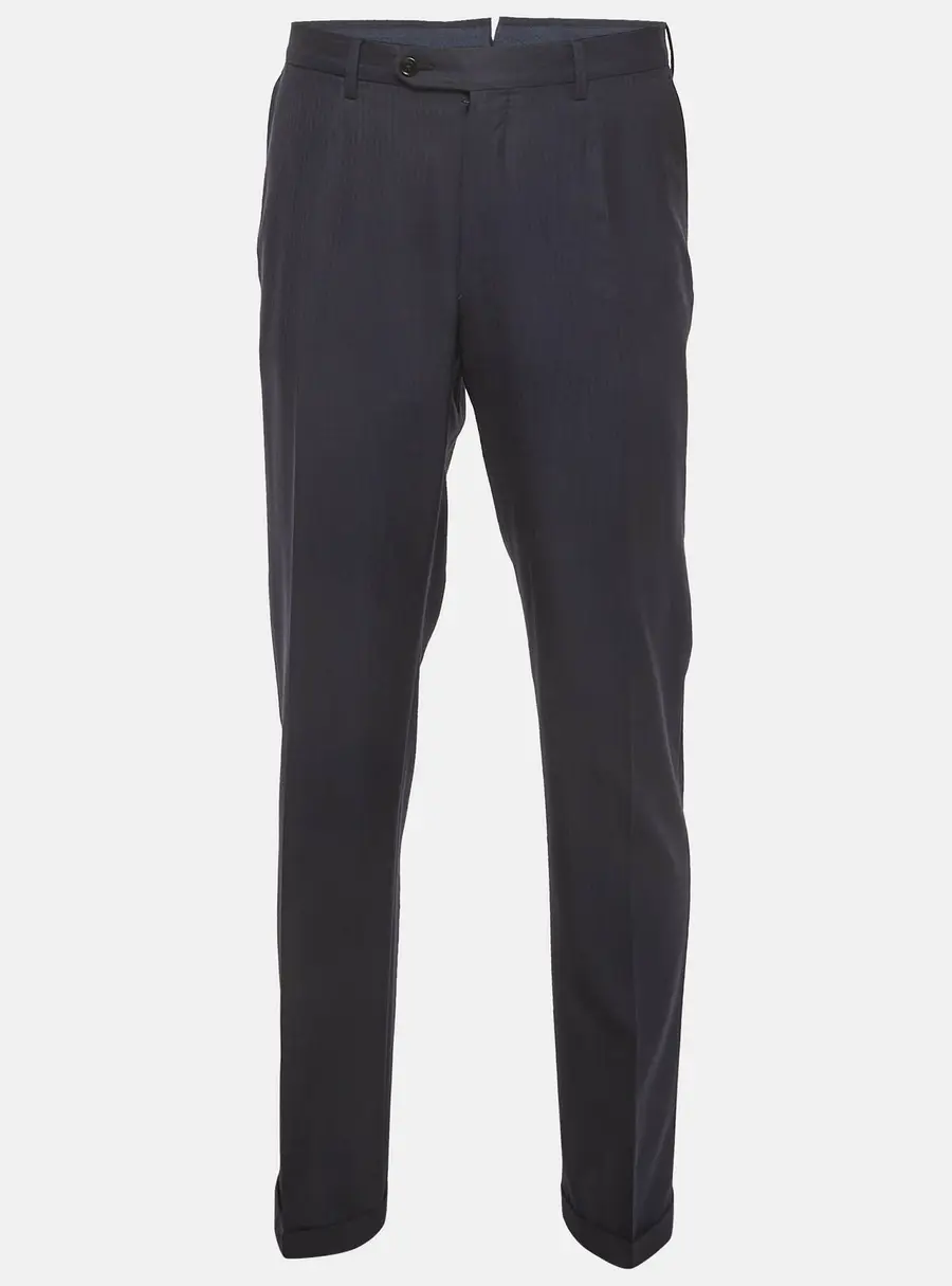 Ermenegildo Zegna Navy Blue Pin Striped Wool Blend Formal Trousers XXL