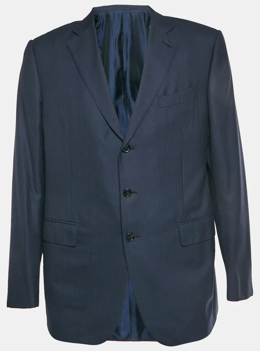 Ermenegildo Zegna Navy Blue Pin Striped Wool Blend Blazer XXL