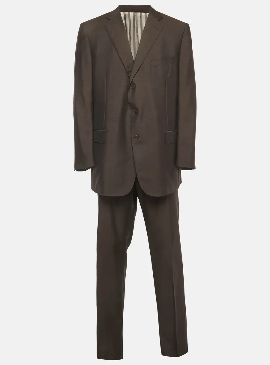 Ermenegildo Zegna Brown Wool Blend Single Breasted Blazer and Pant Suit 5XL