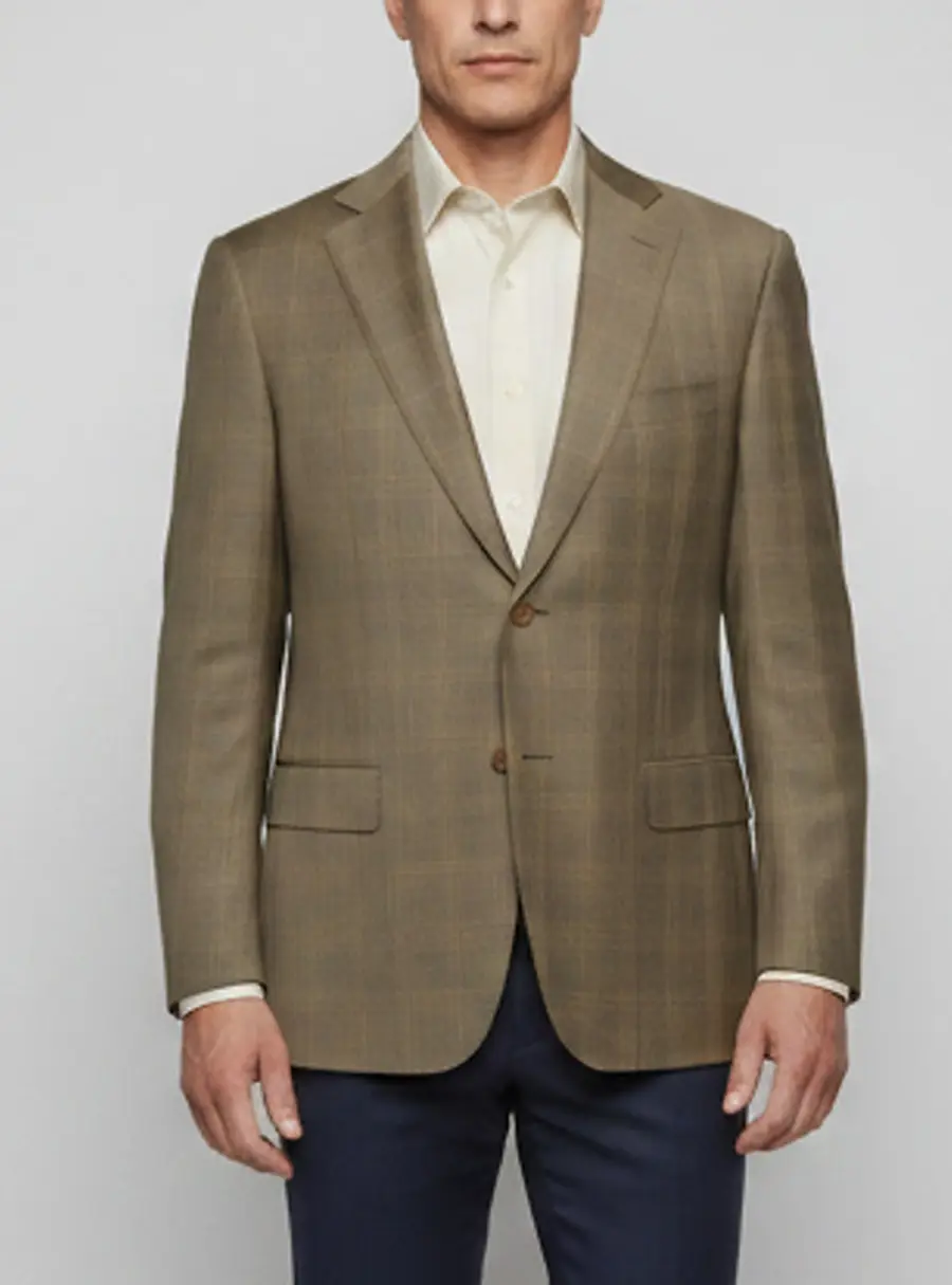 Ermenegildo Zegna Brown Check Pattern Wool Single Breasted Blazer L