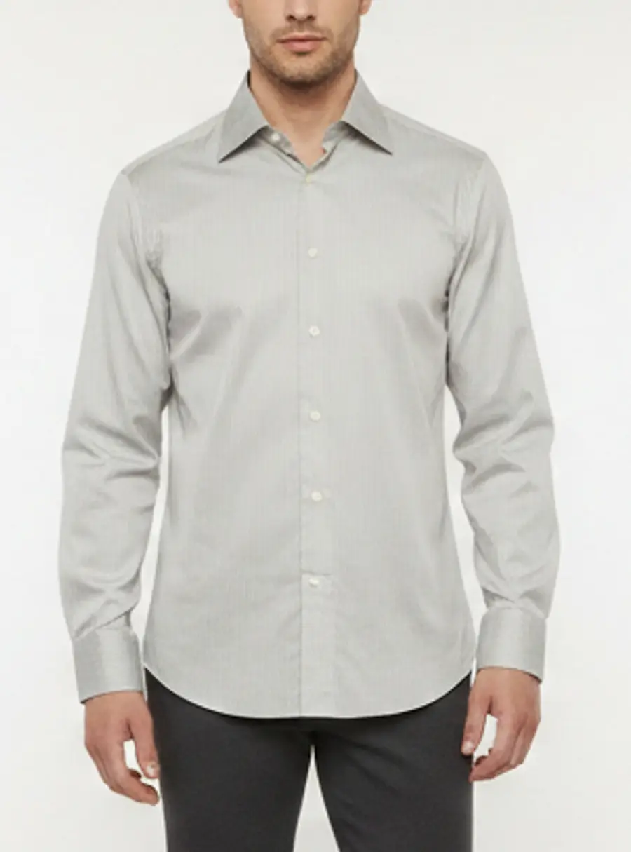 Ermenegildo Zegna Grey Striped Sateen Slim Fit Shirt M