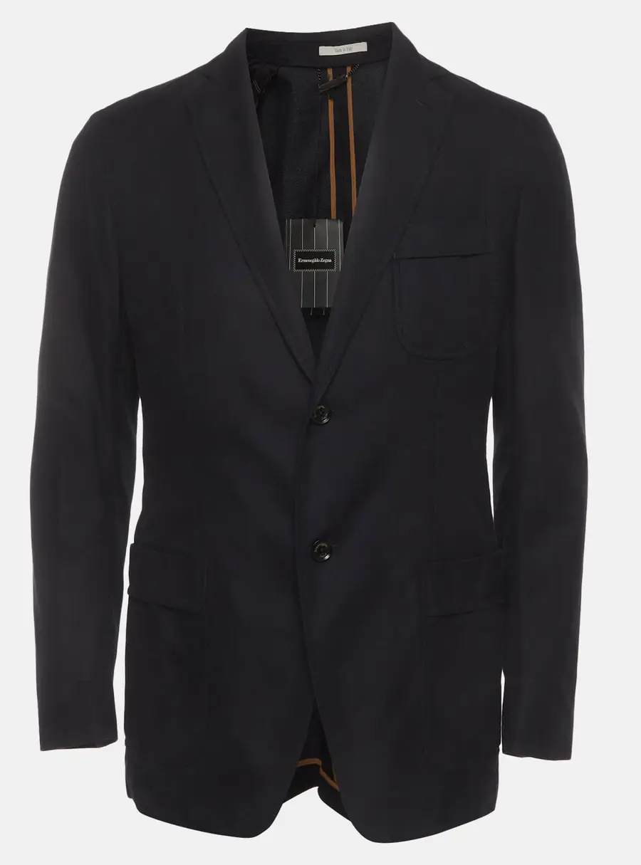 Ermenegildo Zegna Navy Blue Cotton Long Sleeve Jacket M