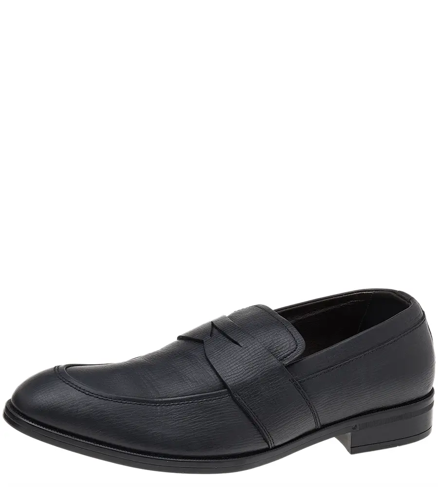 Ermenegildo Zegna Black Leather Slip on Loafers Size 41