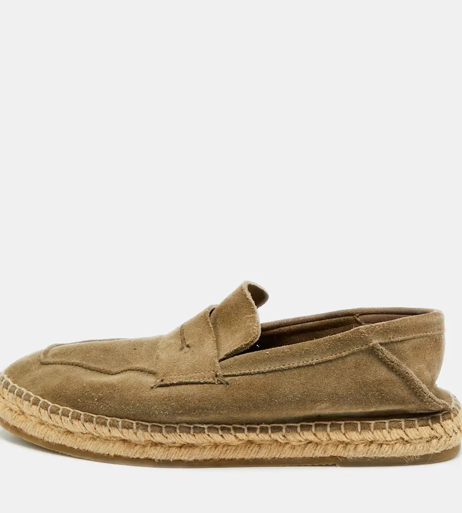 Ermenegildo Zegna Valencia Size 41 Grey Suede Espadrille Flat