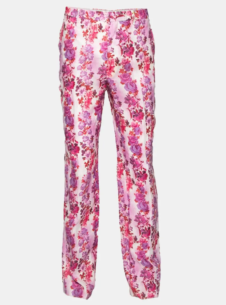 Etro Multicolor Floral Printed Linen Straight Fit Pants XXL