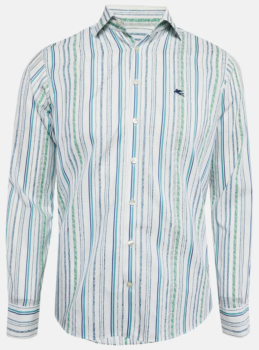 Etro Multicolor Stripe Print Button Front Shirt S