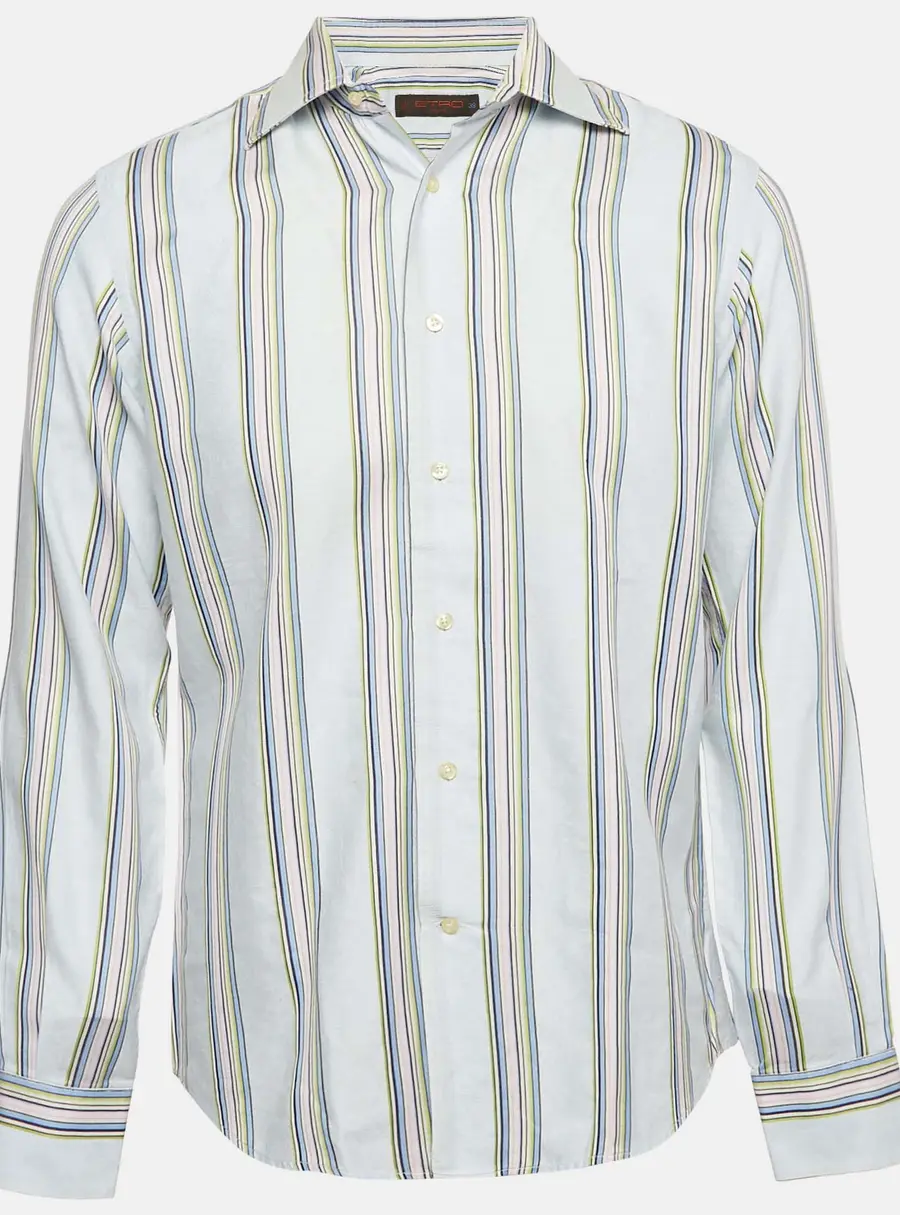 Etro Multicolor Stripe Jacquard Cotton Button Front Shirt M