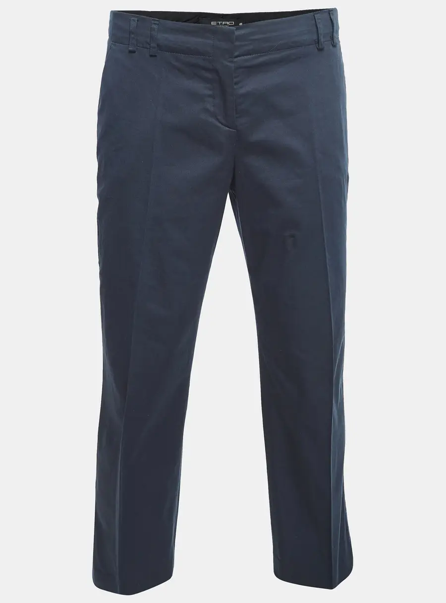 Etro Navy Blue Cotton Tailored Pants M