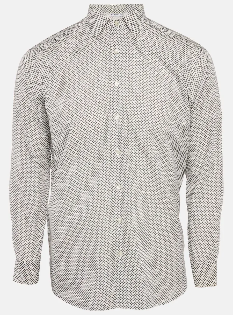 Etro White  Paisley Print Cotton Button Front Shirt L