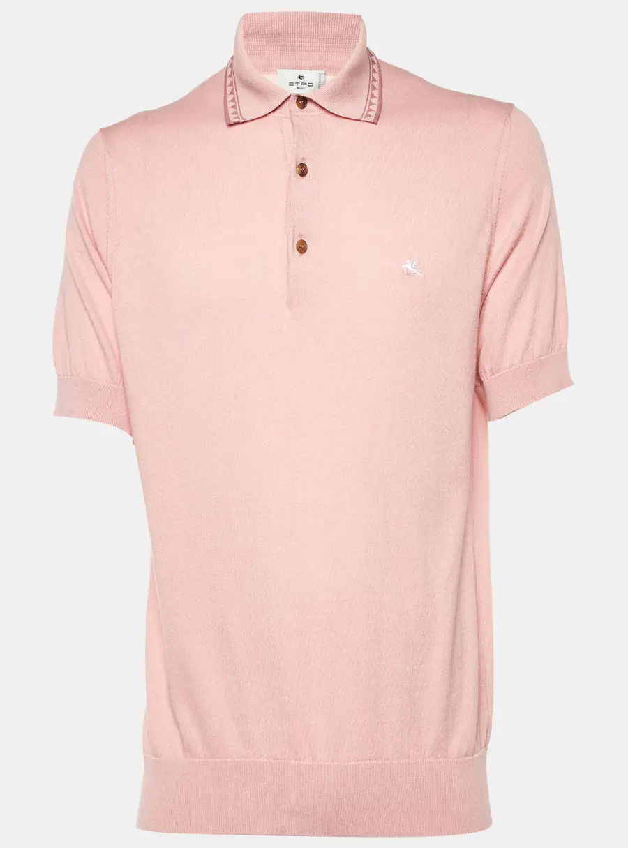 Etro Pink Cotton Knit Polo T-Shirt S