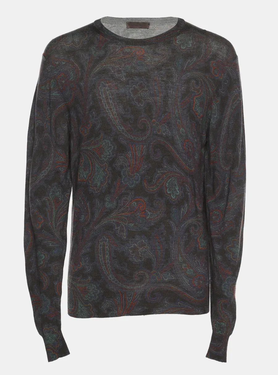 Etro Purple Paisley Print Wool Blend Sweatshirt M