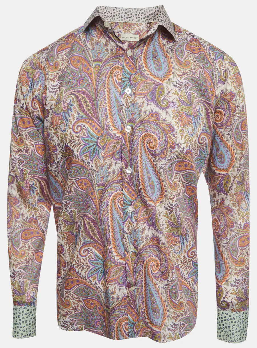 Etro Multicolor Paisley Print Cotton Long Sleeve Shirt M