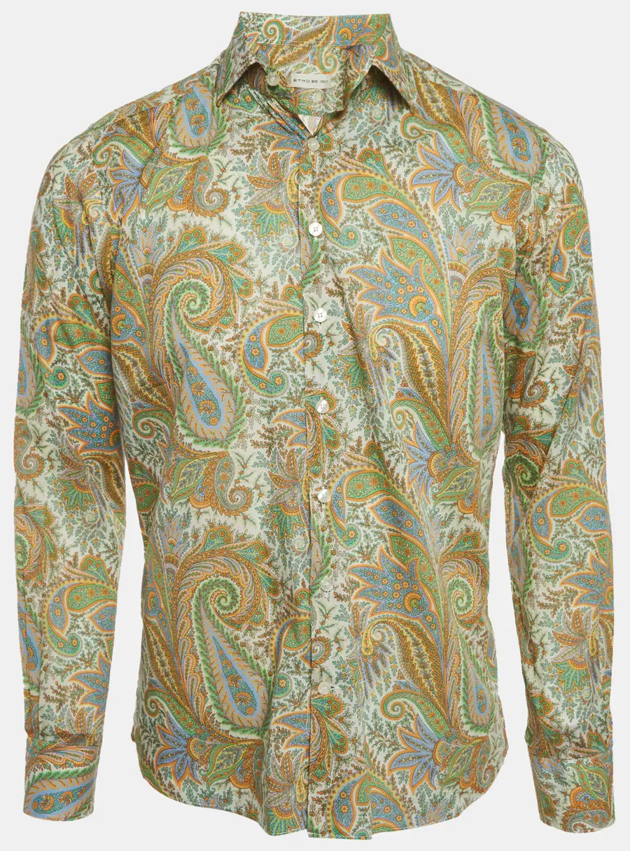 Etro Green Paisley Print Cotton Long Sleeve Shirt M