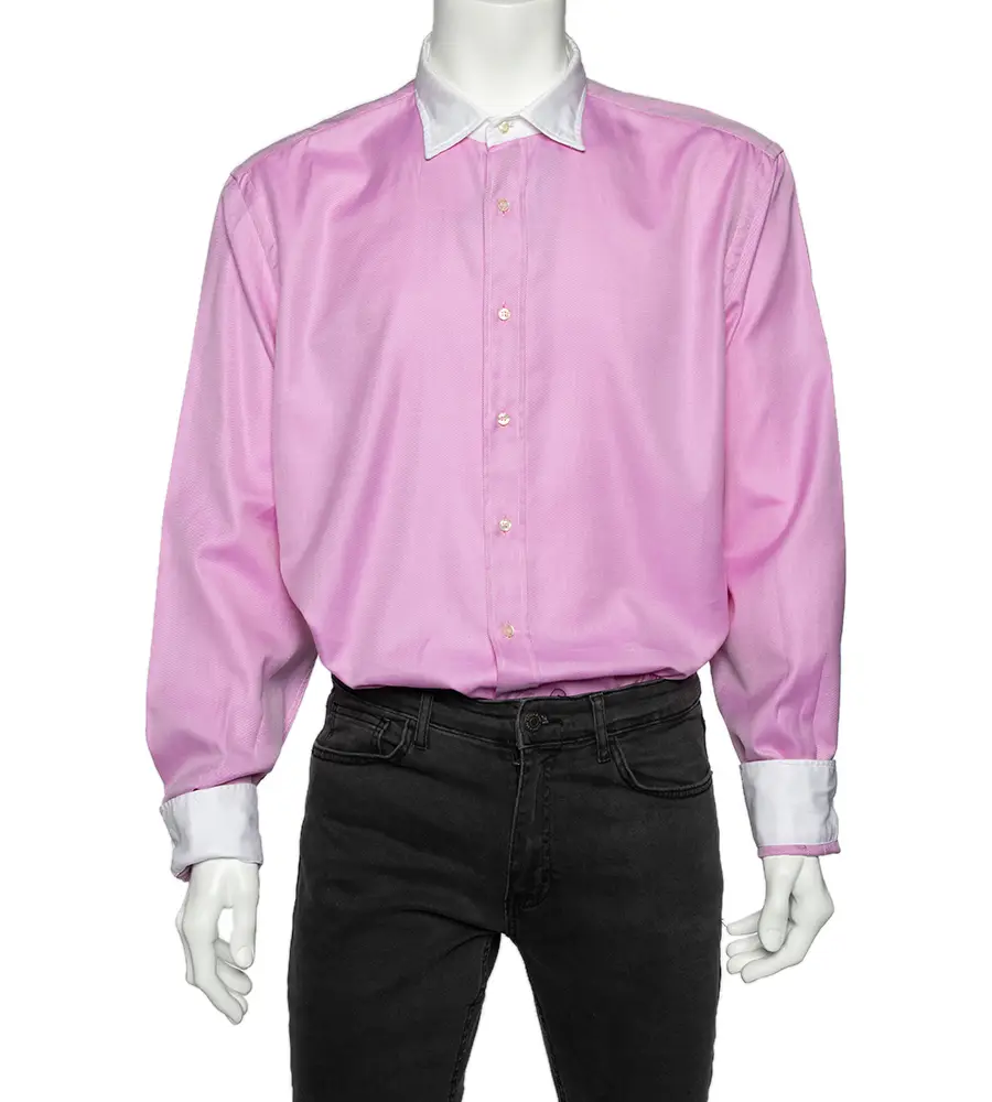 Etro Pink Cotton Contrast Detail Button Front Shirt 4XL