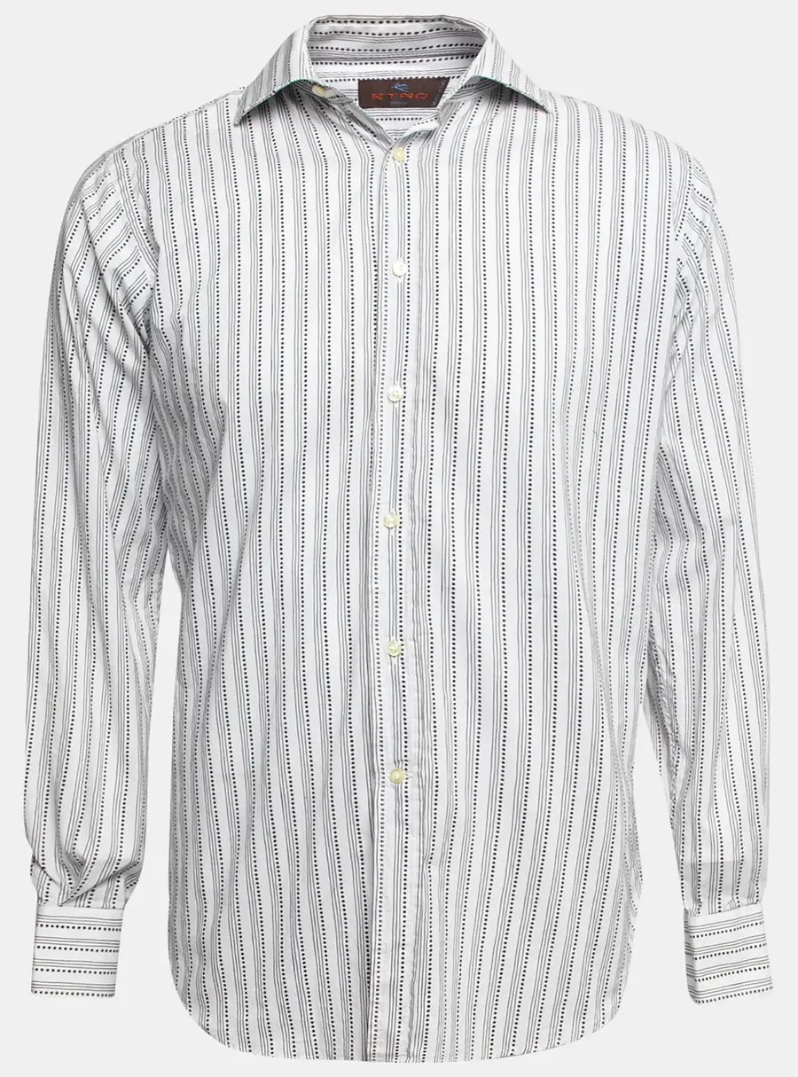 Etro Off White Prinred Cotton Button Front Shirt M