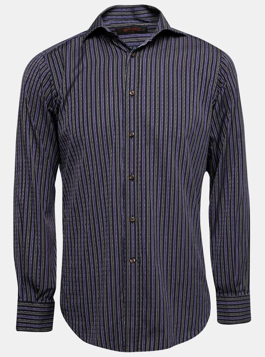 Etro Purple Striped Cotton Button Front Shirt S