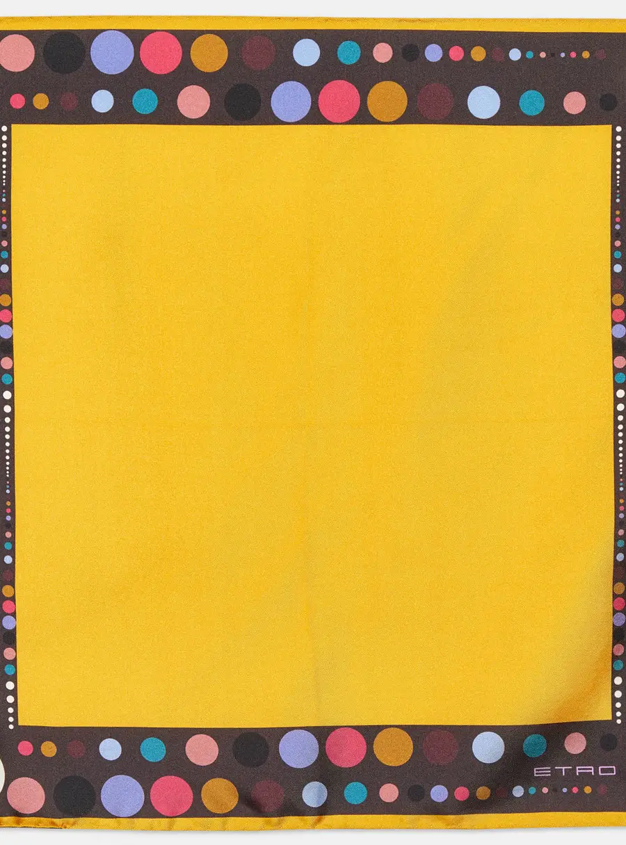 Etro Yellow Dot Print Silk Pocket Square