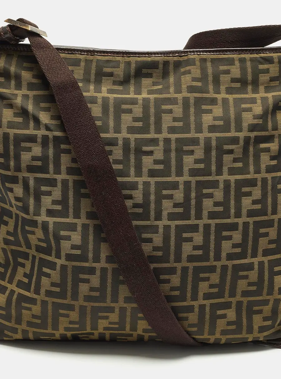 Fendi Tobacco Zucca Nylon Messenger Bag