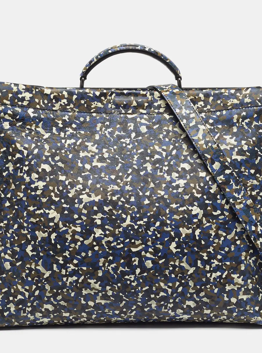 Fendi Peekaboo Large Multicolor Camouflage Leather Briefcase