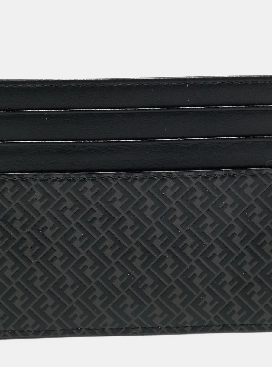 Fendi Black/Grey Micro Zucca Leather Card Holder