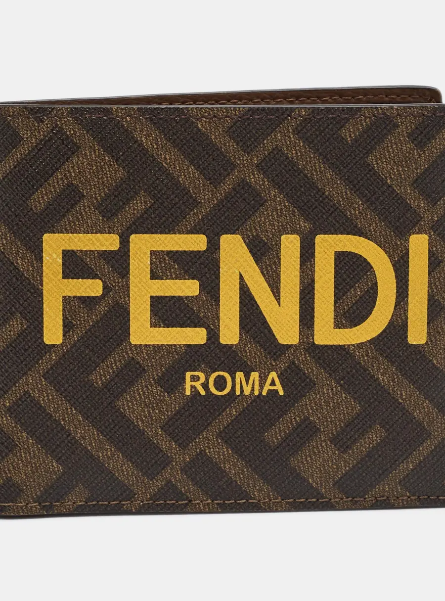Fendi Brown/Yellow Zucca Coated Canvas Bifold Wallet