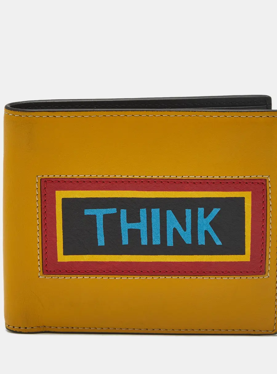 Fendi Think Yellow Leather Bifold Wallet