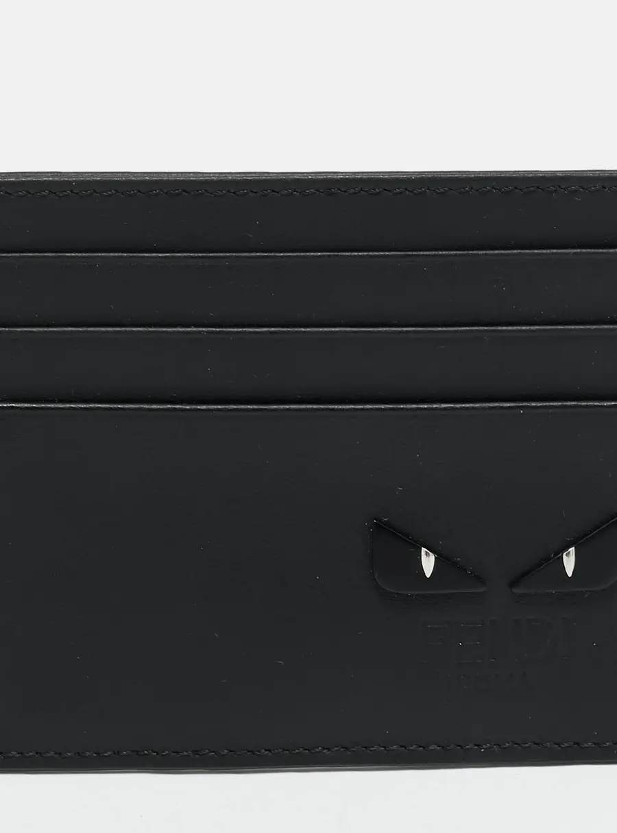 Fendi Monster Eyes Black Leather Card Holder