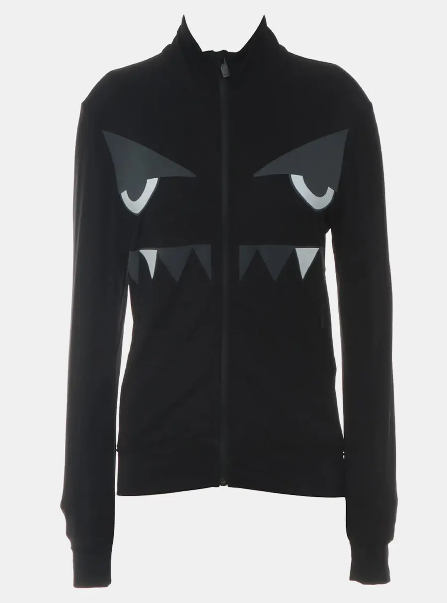 Fendi Monster XXS Black Nylon Spandex Zip -Up Jacket