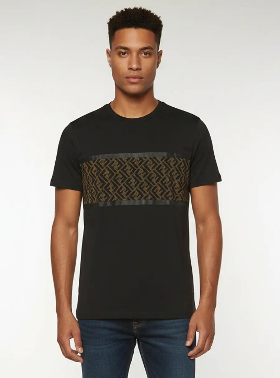 Fendi Black Jersey Embellished Crewneck T-Shirt XL