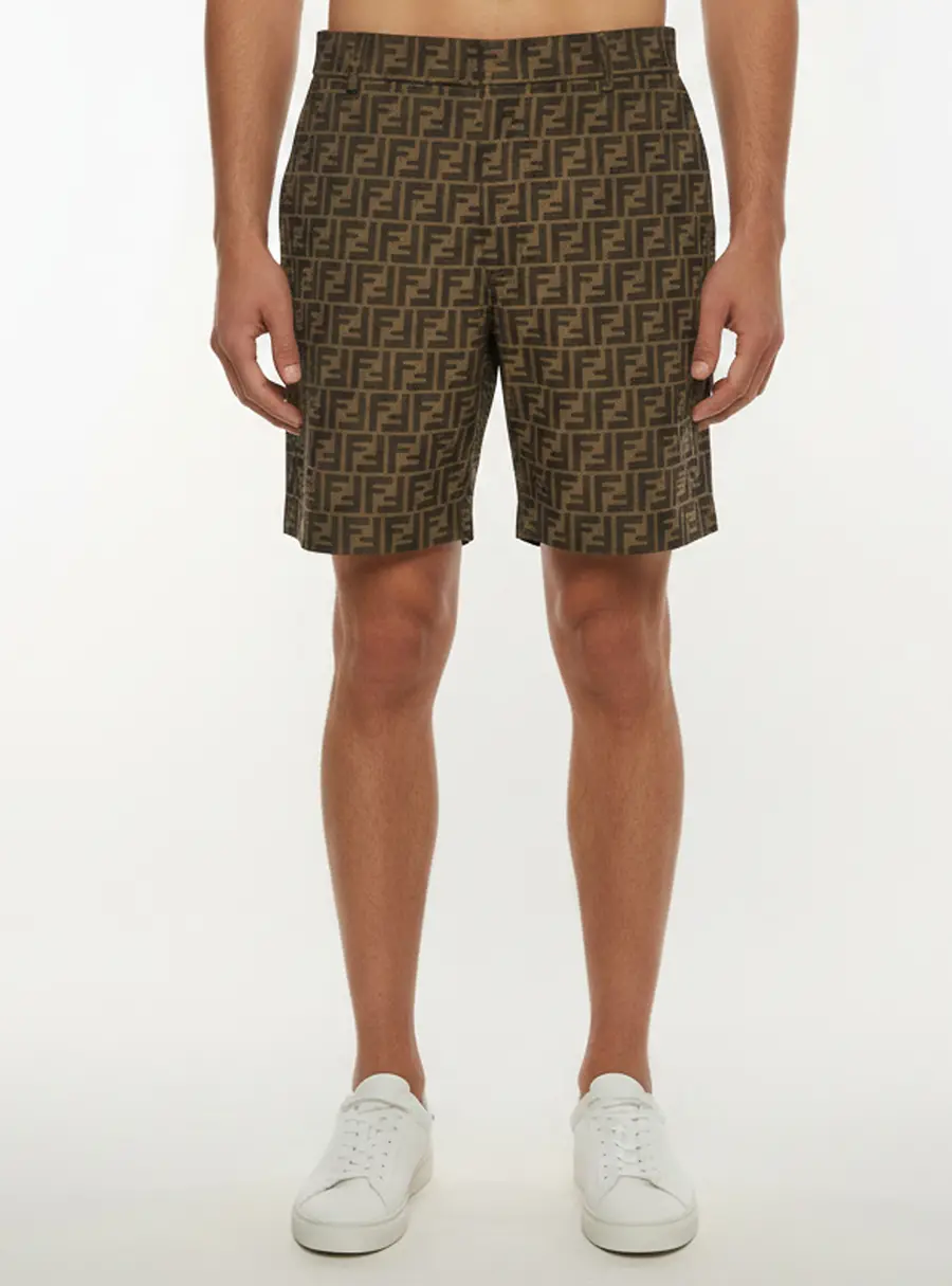 Fendi Brown Monogram Jacquard Bermuda Shorts XL
