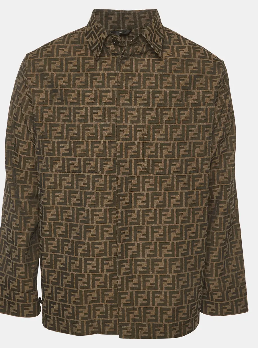 Fendi Brown Zucca Pattern Jacquard Long Sleeve Jacket S