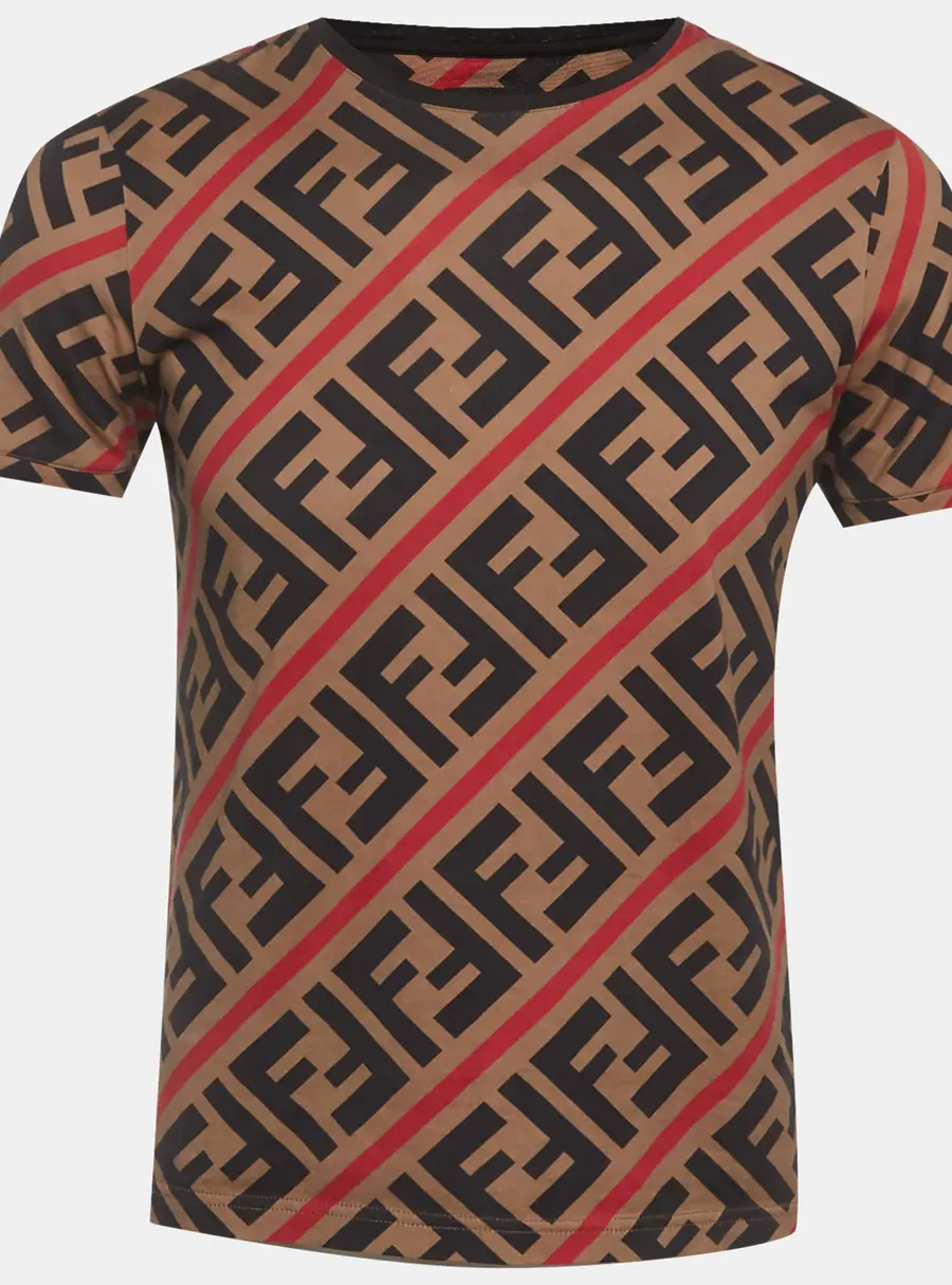 Fendi Brown Monogram Jersey Short Sleeve T-Shirt M