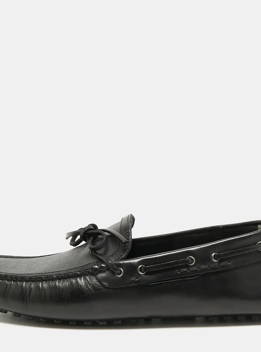 Fendi Size 42 Black Zucca Coated Canvas and Leather Driver Loafers