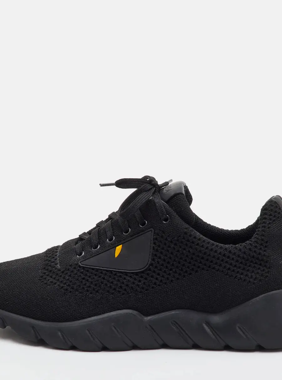 Fendi Bag Bugs Size 41 Black Knit Fabric Low Top Runner Sneakers