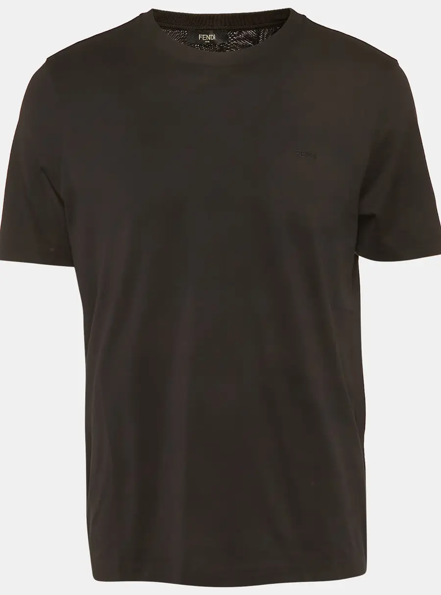 Fendi Black Jersey Logo Detail T-Shirt XL