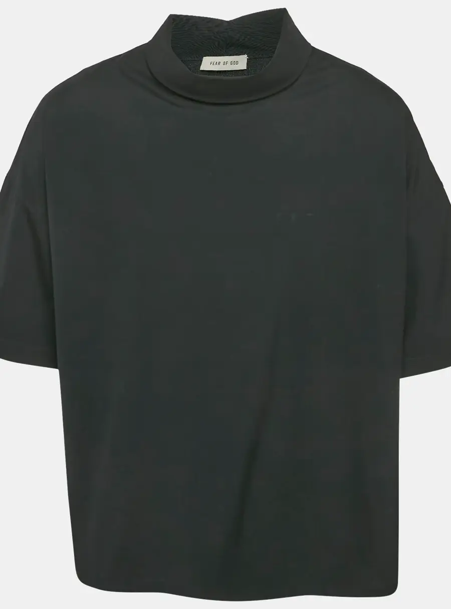 Fear of God Black Cotton Blend Reverse Collar Detail T-Shirt XS