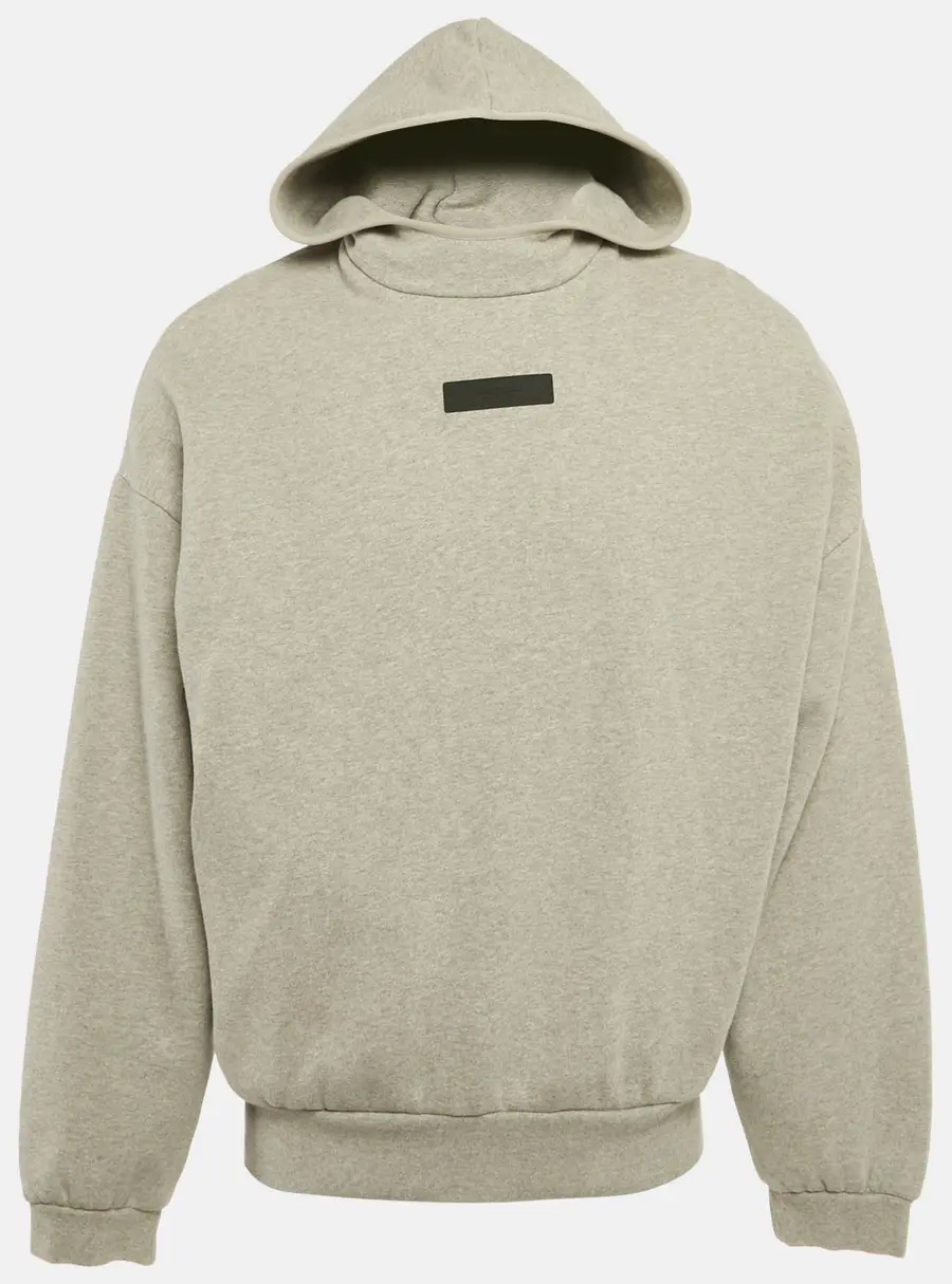 Essentials Fear of God Grey Logo Patch Cotton Hoodie S