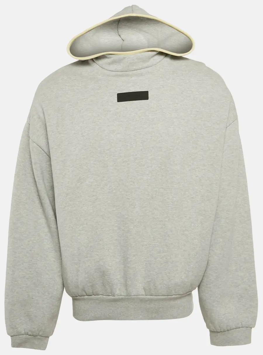 Essentials Fear of God Grey Logo Patch Cotton Hoodie S