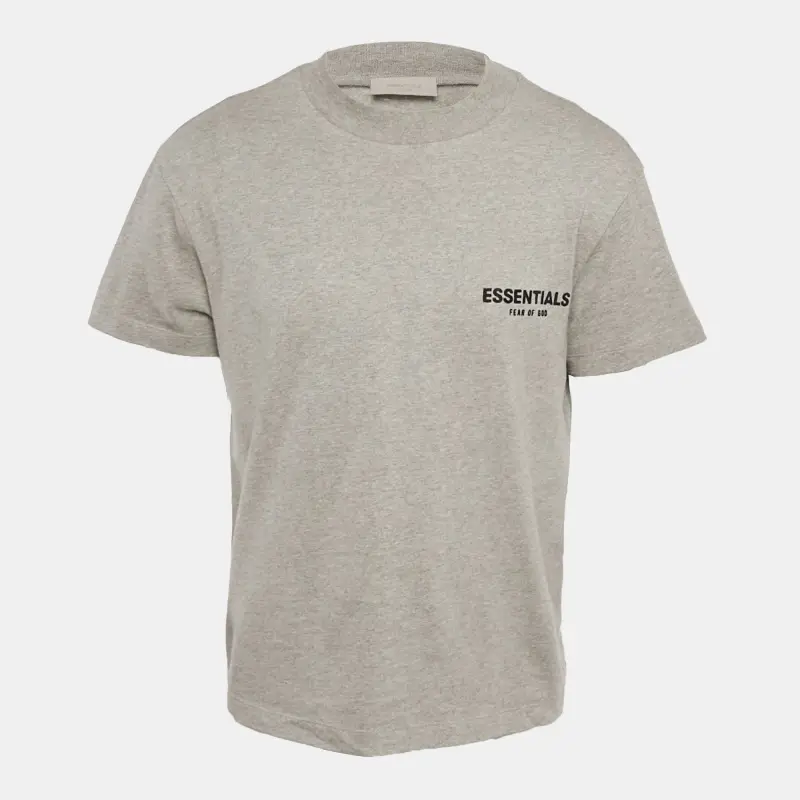Fear of God Essentials Dark Grey Cotton Knit Crewneck T-Shirt XS