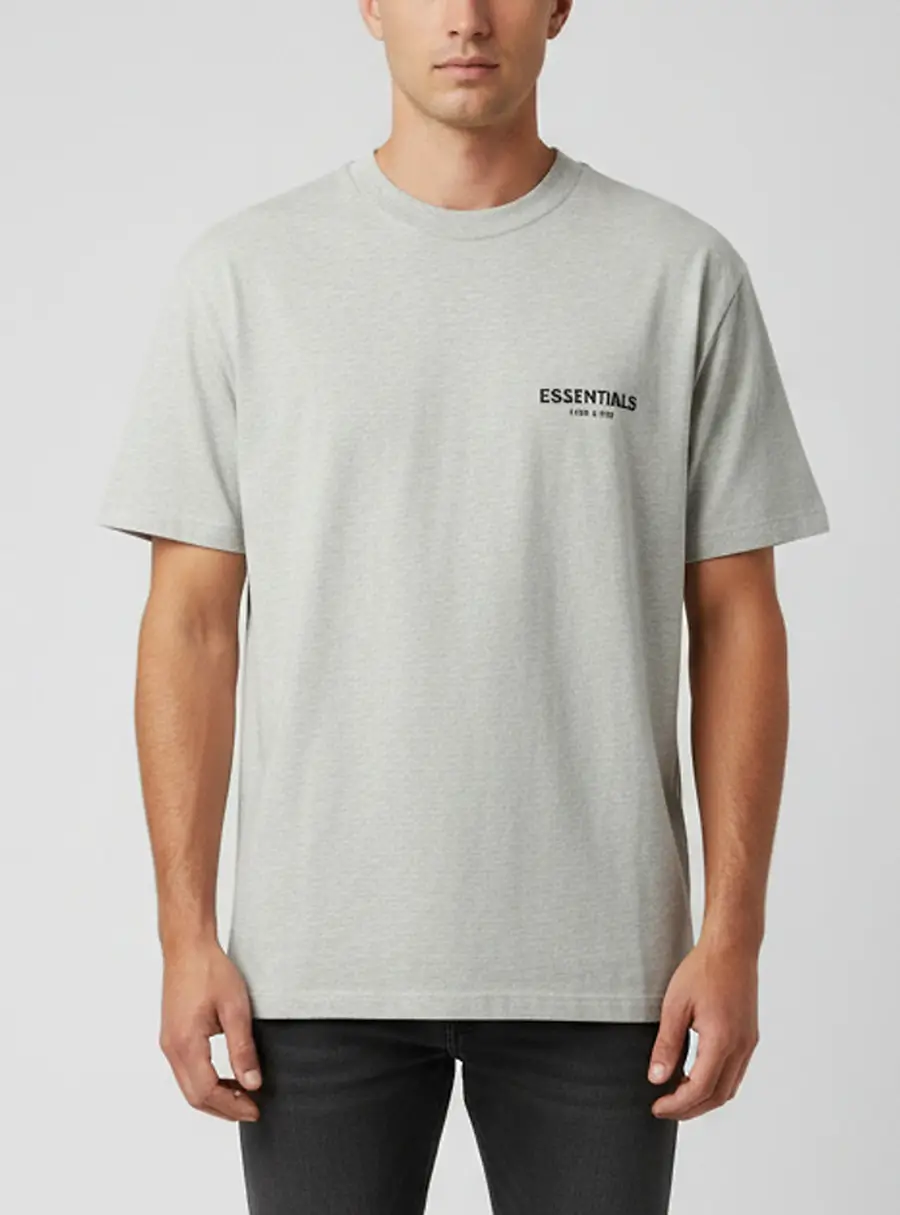 Fear of God Essentials Grey Printed Jersey Crewneck T-Shirt S