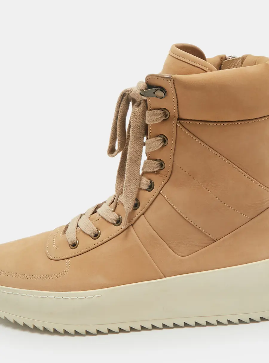 Fear Of God Brown Nubuck Leather Military High Top Sneakers Size 42
