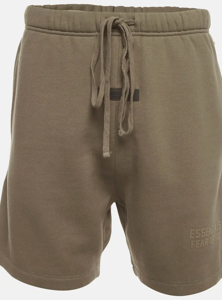 Fear of God Essentials Olive Green Fleece Cotton Knit Sweat Shorts S