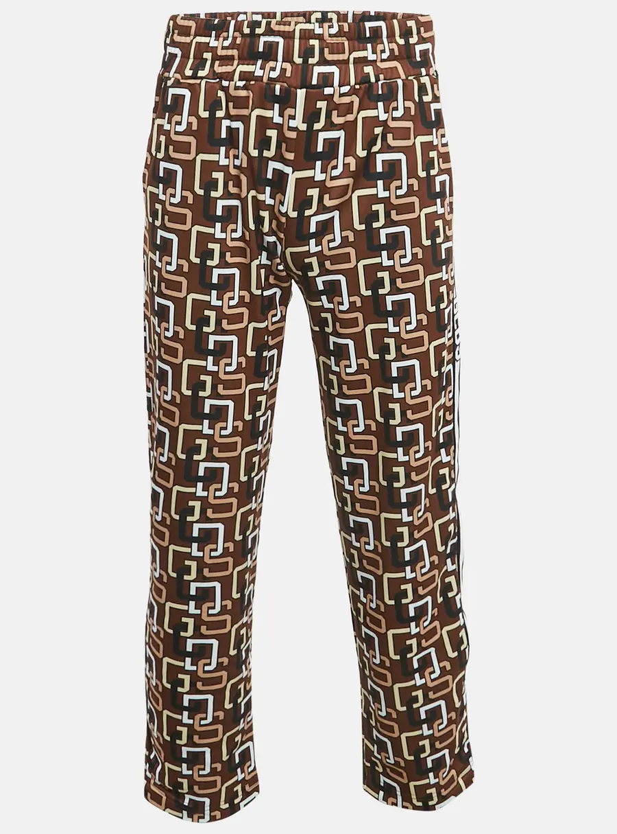 GCDS Brown Logo Print Jersey Trackpants S