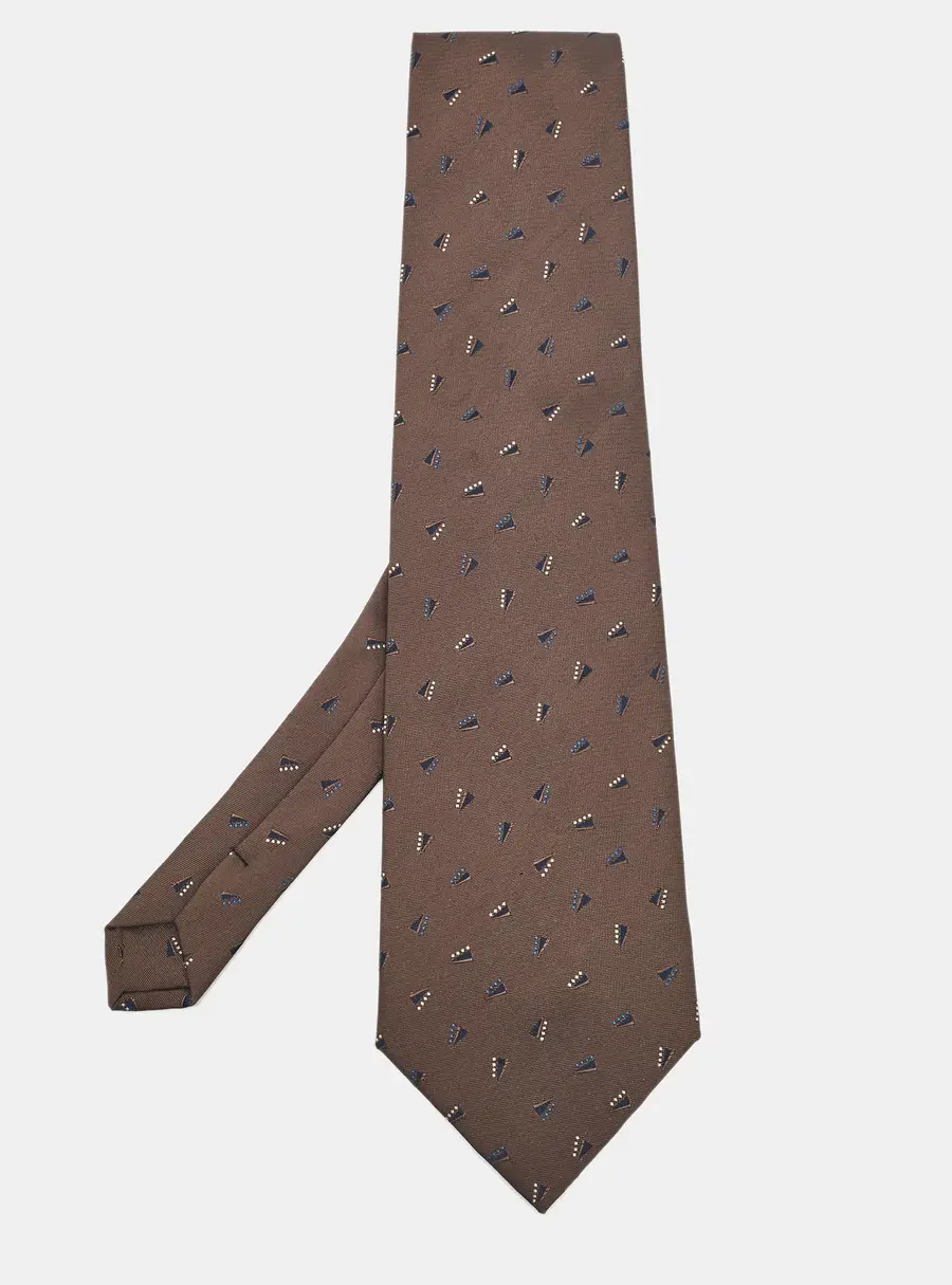 Giorgio Armani Brown Patterned Silk Traditional Tie