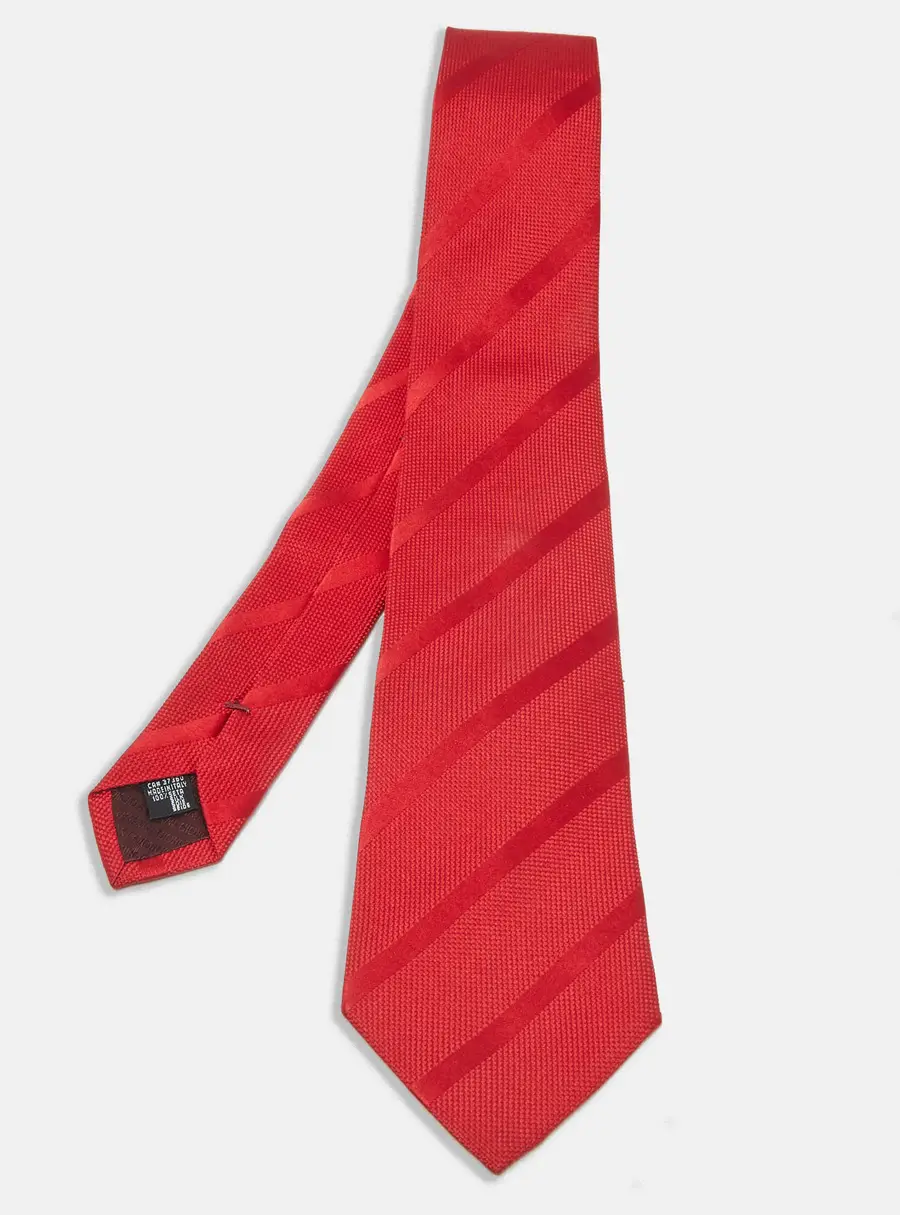 Giorgio Armani Red Diagonal Stripe Jacquard Tie
