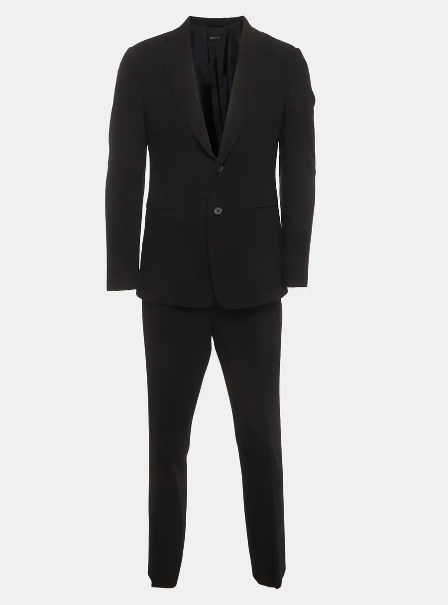 Giorgio Armani Black Wool Single Breasted Suit M