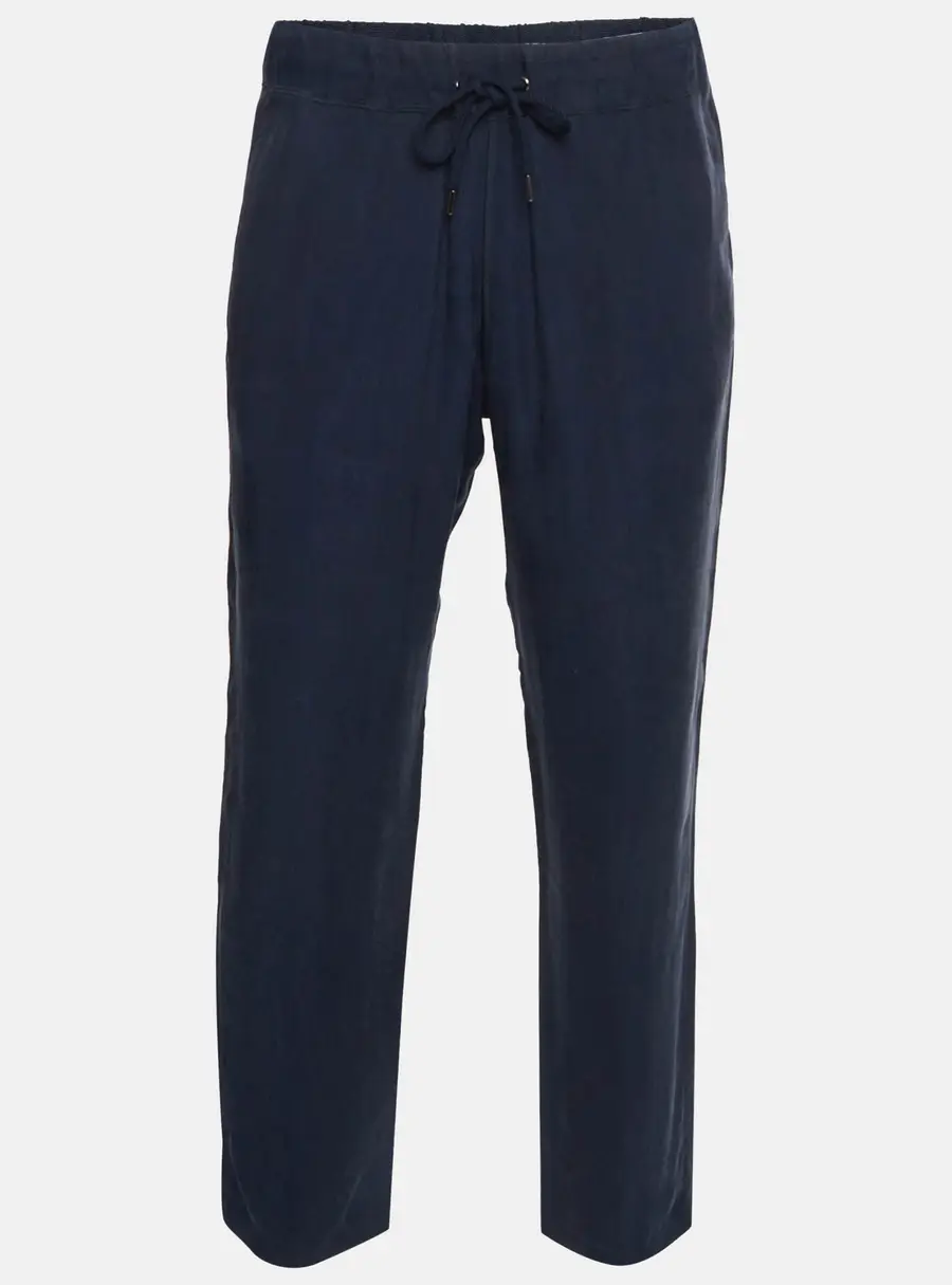 Giorgio Armani Navy Blue Cupro Drawstring Trousers L